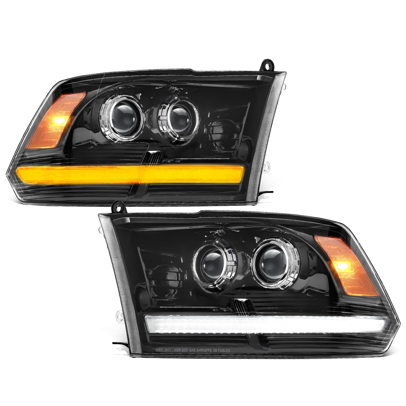 Photo 1 of Partsam Full LED Headlights Assembly Compatible with 2009-2018 Ram 1500 2500 3500, DOT Approved Dual Projector Assembly Pair with Start Animation DRL Sequential Turn Signal Hi/Low Beam 6500K 12V IP67