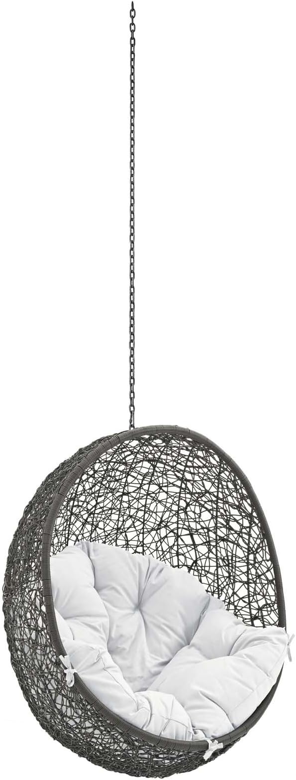 egg chair living spaces for sale on Amazon Com Modway Hide Wicker Rattan Outdoor Patio Swing Chair With Hanging Steel Chain In Gray White Garden Outdoor