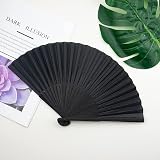 Leikedun 2 Pack Black Silk Folding Hand Fans Chinese Fan for Wedding Performance view 4