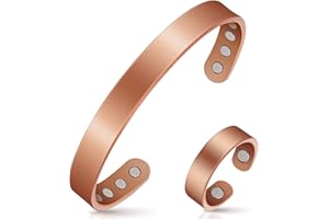 AURAMAG Copper Bracelets for Women, Magnetic Lymph Detox Bracelets & Magnetic Ring with 3500 Gauss Magnets, 100% Pure Copper Jewelry Gift