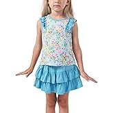 EASWEET Bamboo Viscose Toddler Girls 2 piece Outfits Summer Sleeveless Girls Skirt Set