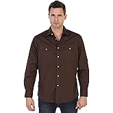 Gioberti Men’s Solid Long Sleeve Western Shirt with Pearl Snap-on Buttons