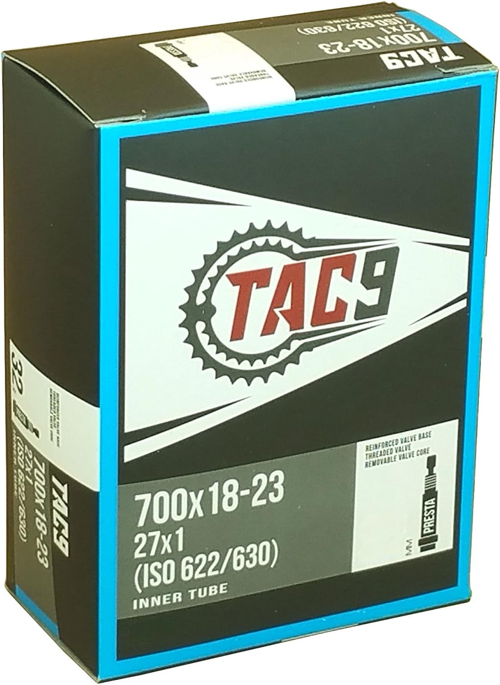 1 Tube, 700c x 18-23 PV 60mm Presta Valve, Bicycle Inner Tube, TAC 9