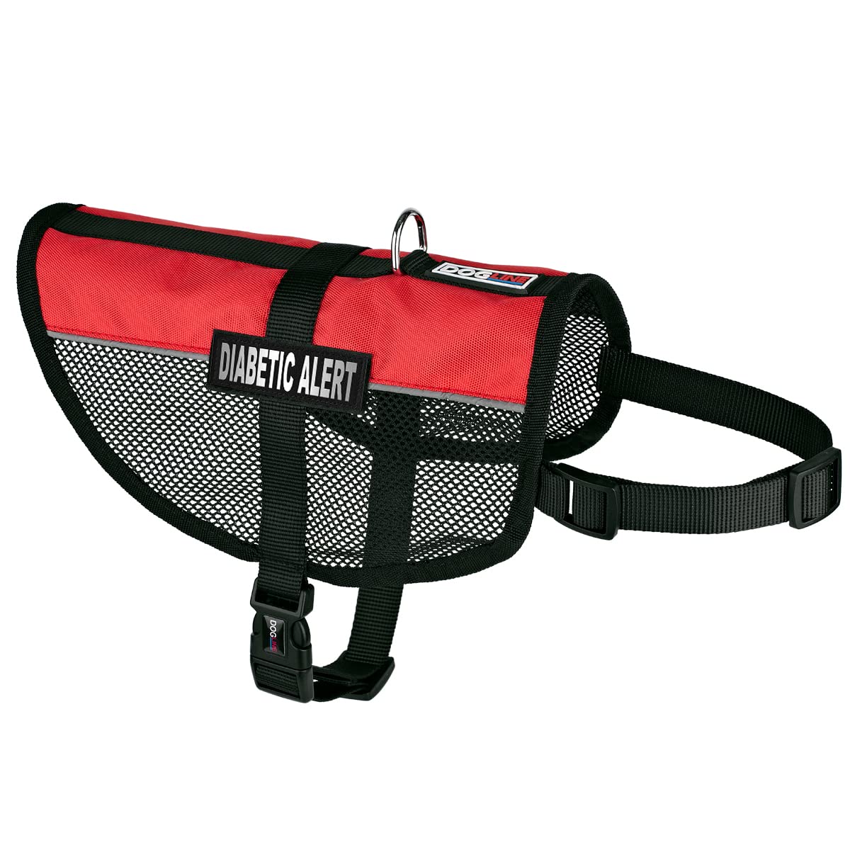 Dogline MaxAire Mesh Vest for Dogs and 2 Removable Diabetic Alert Patches, 17"-21", Red