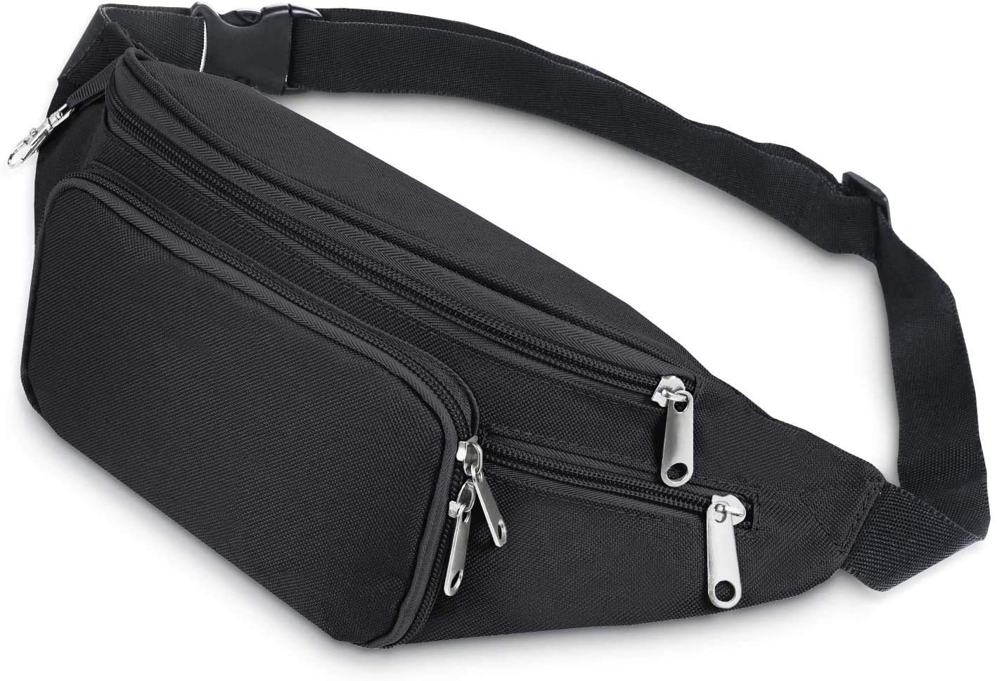 TopgadgetsUK Bum Waist Bag 4 Zip Pockets Travel Hiking Outdoor Sport Bum Bag Holiday Money Hip Pouch