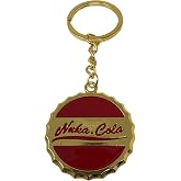 ArtkticaSupply Nuka-Cola Bottle Cap Keychain &ndash; Fallout Red Enamel Gold Key Ring Wasteland Gamer Gift for Men Women Fallout Accessories Post Apocalyptic Gaming Merch