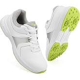 BKWHDAY Golf Shoes Mens Waterproof Professional Spiked Golf Cleats for Men | Mens spiked golf shoes with water resistant synthetic leather upper cushioned insole breathable lining and cleat traction