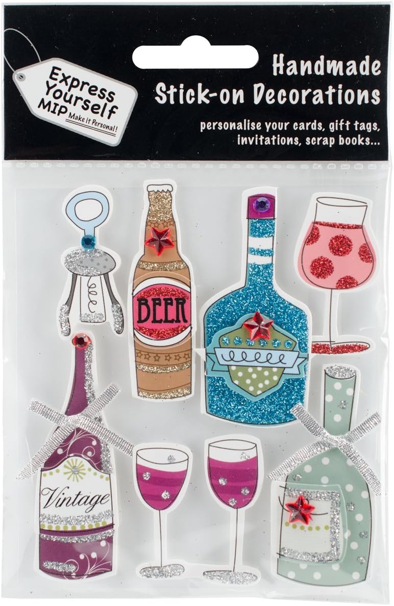 Express Yourself MIP, self Adhesive, Bottles & Glasses Toppers - Ideal for Card Making Scrapbooking, Papercrafts, Childrens Crafts etc