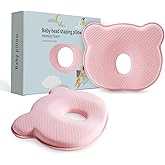 MarBoost Soft and Breathable Baby Pillow with Memory Foam and Bear Design (Pink)