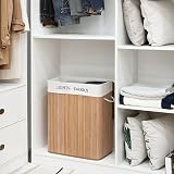 SONGMICS 100L Bamboo Laundry Basket with Lid Foldable 2 Compartments LCB64Y view 6
