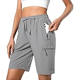 Hugut Women's Lightweight Hiking Cargo Shorts Quick Dry Athletic Shorts Camping Travel Golf Zipper Pockets Water Resistant