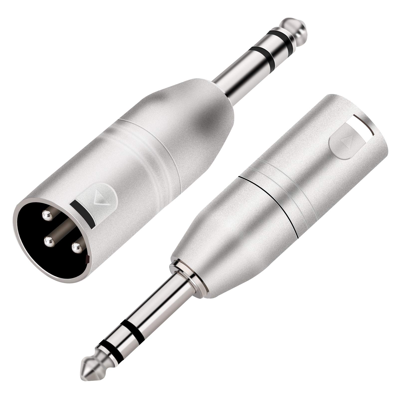 Tisino Jack to XLR Adapter, Balanced Quarter Inch 6.35mm Male to XLR Male Adapters - 2 Pack