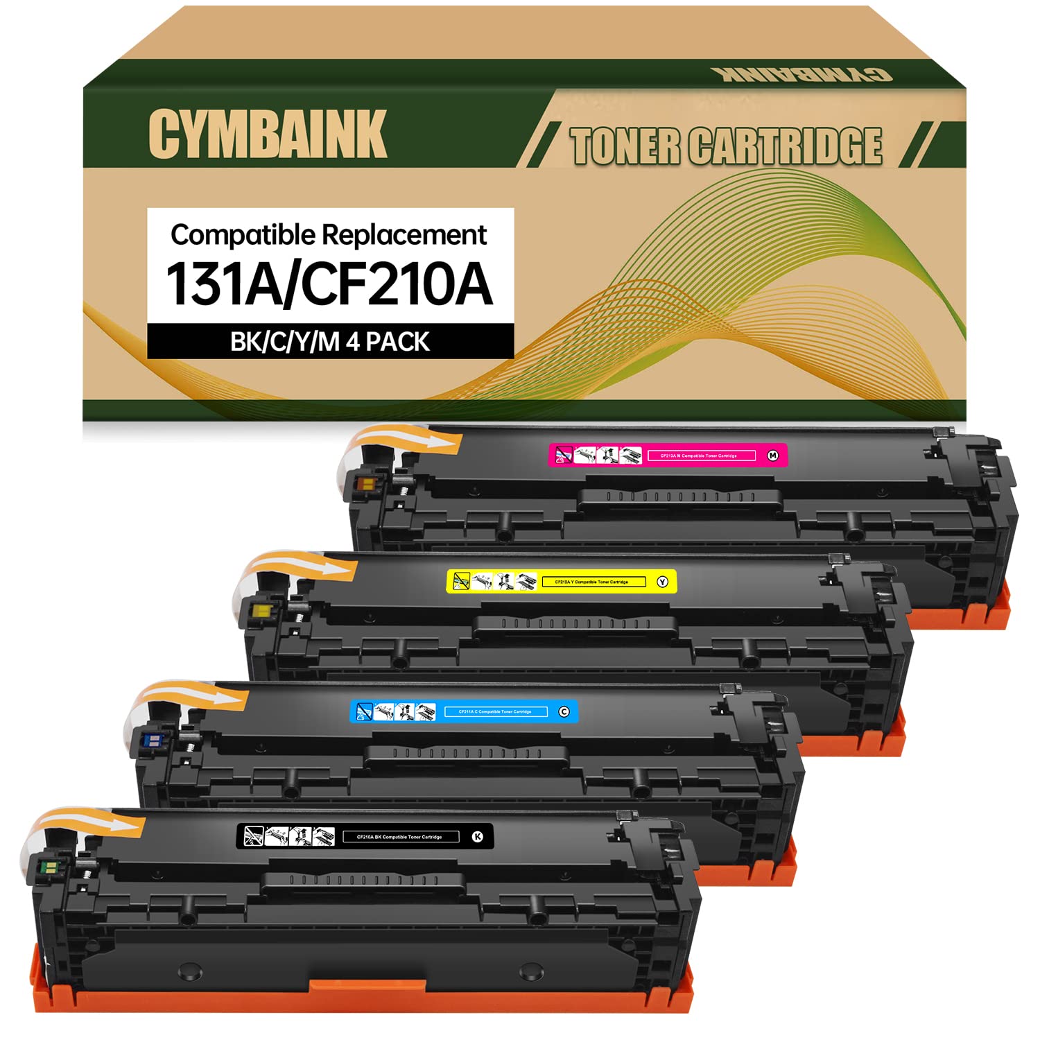 CYMBAINK 131A CF210A Multipack Compatible Toner Cartridge 131X CF210X (BK,C,Y,M) Replacement for HP Pro 200 Color M251n, M251nw, HP Pro MFP M276n Printer