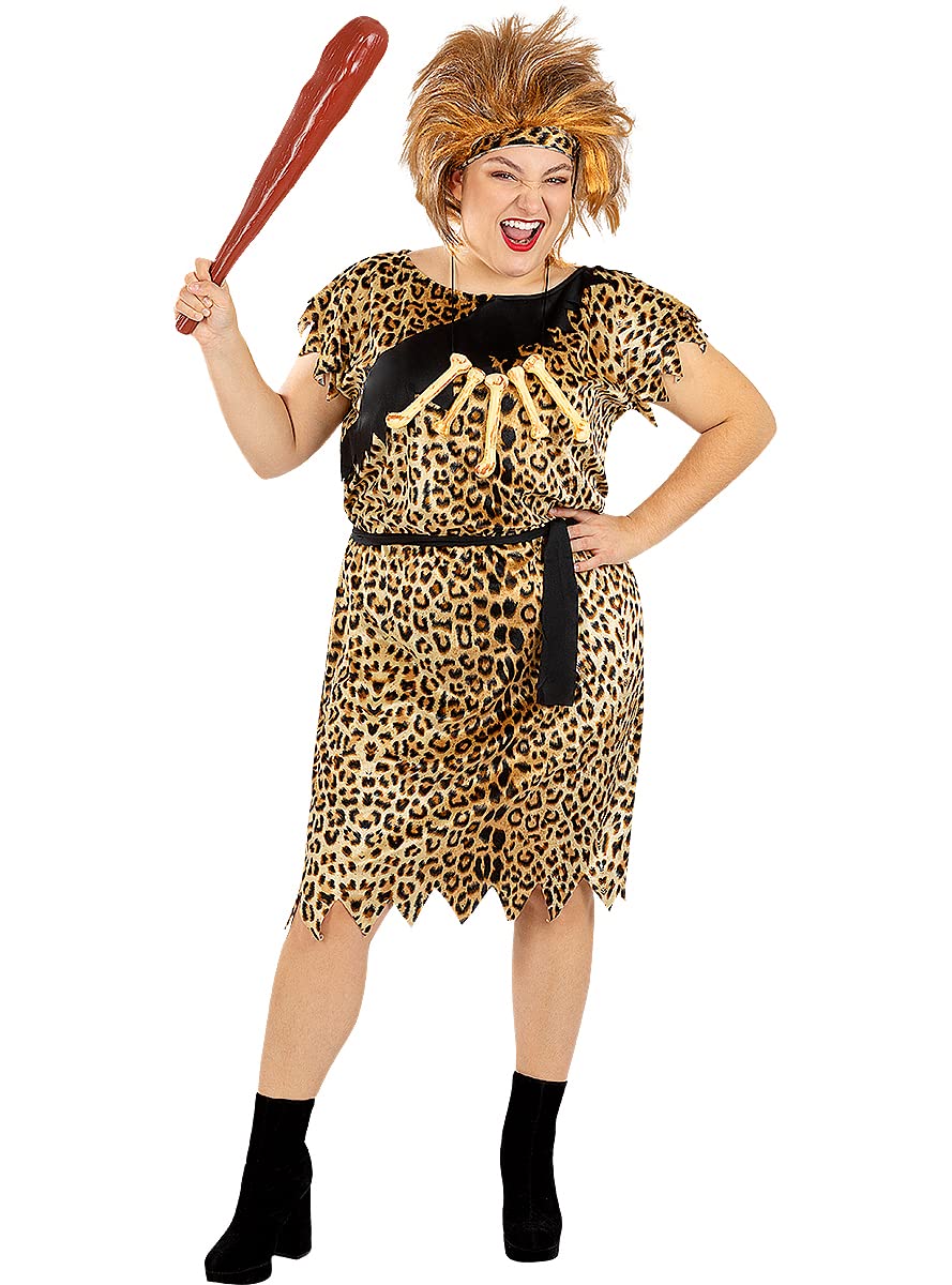 Funidelia | Cave Girl costume for woman size 3XL Caveman, Stone Age, Caveman, Prehistoric - Brown - Costumes for adults fancy dress & props for Halloween, carnival & parties