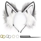 GaliaFaya Cat Wolf Fox Dog Ears Headband Handmade Long Faux fur Cosplay Halloween Costume Party