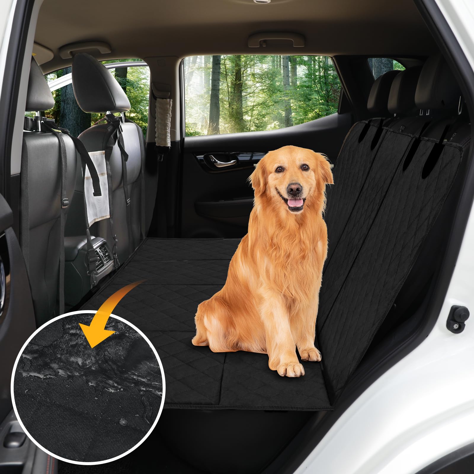 Photo 1 of Easy-Going Waterproof Back Seat Extender for Dogs, Dog Car Seat Cover, Heavy Duty Scratch Proof Nonslip Durable Sturdy Backseat Cover with Mesh Window for Cars Trucks and SUVs (53"x48", Black)