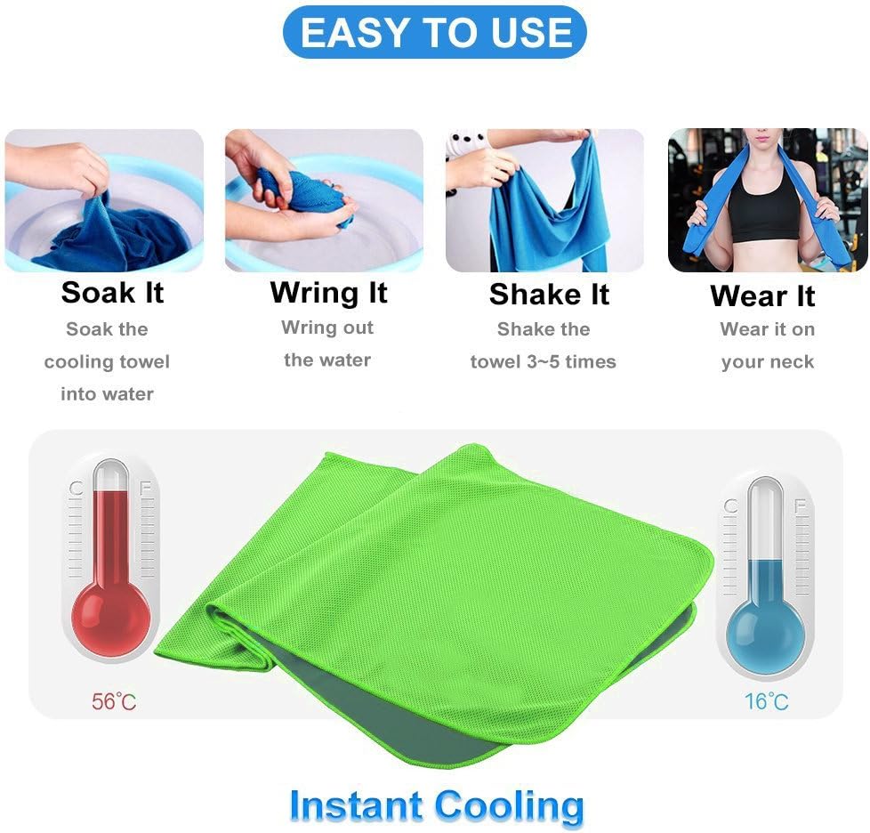 U-pick 4 Packs Cooling Towel (40"x 12"),Ice Towel,Microfiber Towel,Soft Breathable Chilly Towel for Yoga,Sport,Gym,Workout,Camping,Fitness,Running,Workout & More Activities: Home & Kitchen