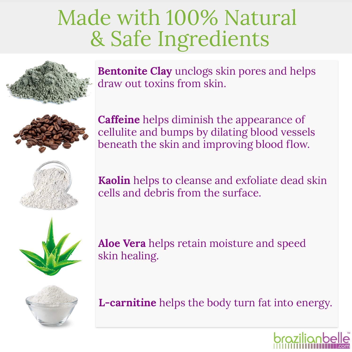 Brazilian Spa Detox Body Clay for Inch Loss Body Wraps, Detox and Cleanse -Rejuvenate and Improves Skin Texture- All Natural Ingredients - 6 oz : Beauty