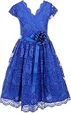 Flower Girl Dress Curly V-Neck Rose Embroidery