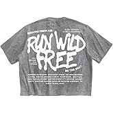 GORGLITTER Men's Graphic Crop Tee Top Oversized Y2K Short Sleeve Crew Neck Boxy Vintage Streetwear Cropped Shirts