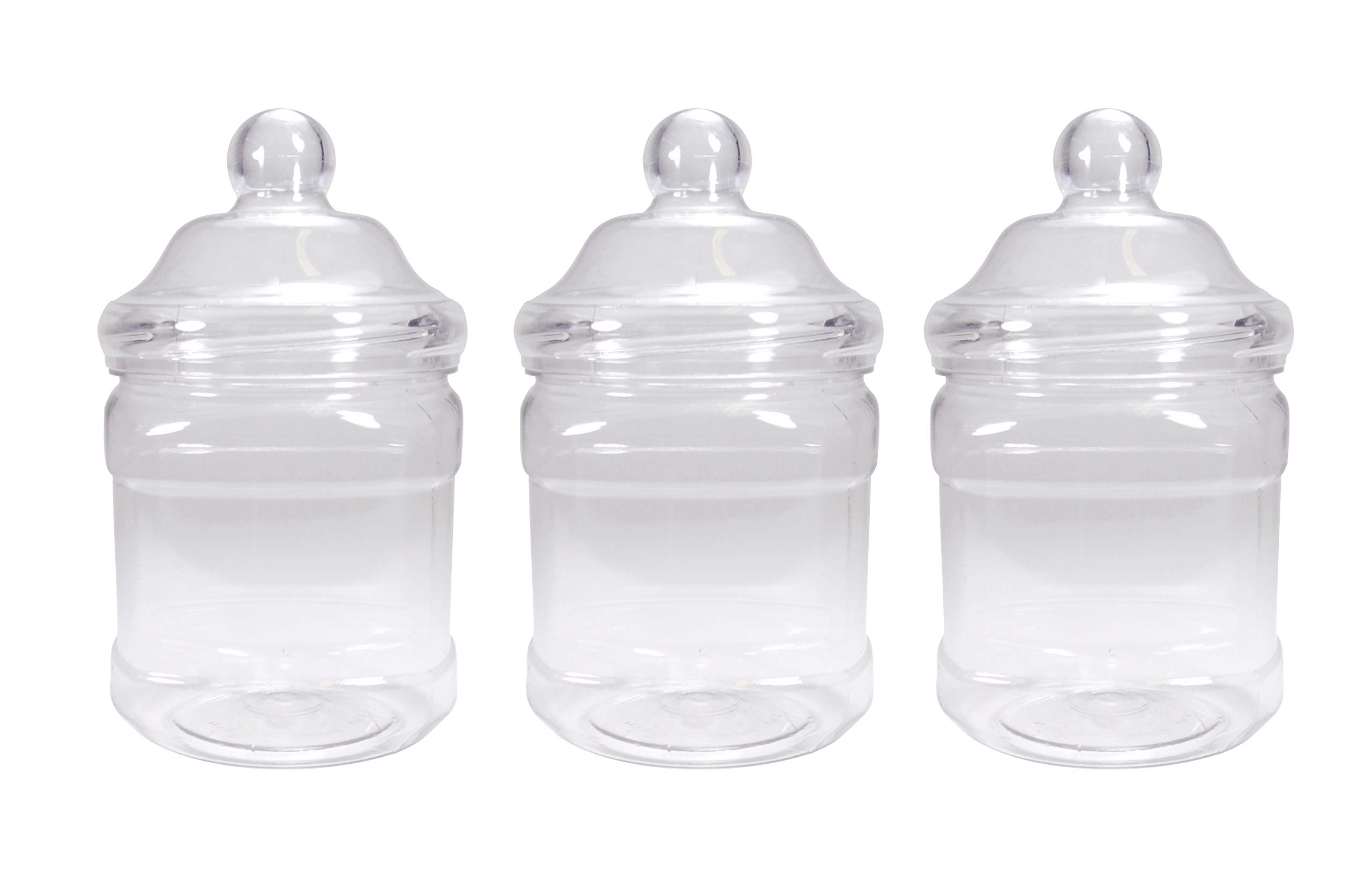 Clear Plastic 1350ml Jars with Victorian Screw Top Lids (Pack of 3) by Britten & James. Ideal for Parties, Weddings and general food storage.
