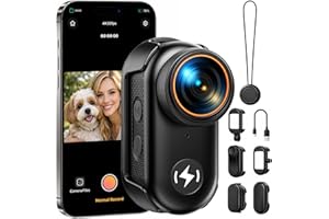 4K POV Camera Thumb Size Body Camera, WiFi Mini Action Camera with 64GB Card, Magnetic Mount Wearable Vlogging Cameras for Ti