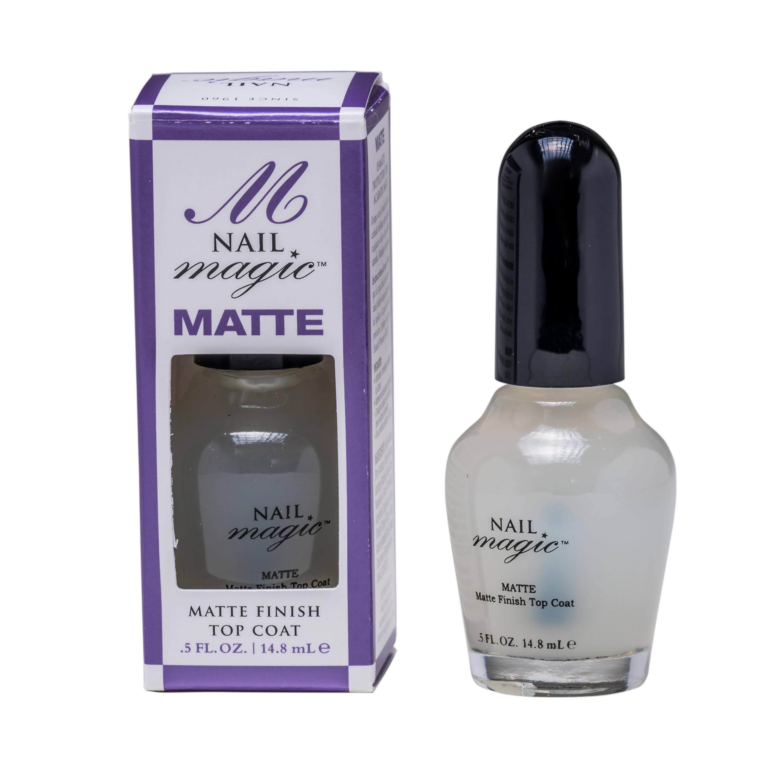 Nail Magic Matte Top Coat - Clear Nail Polish Topcoat, Clear Polish, Satin Finish, Long Lasting, Natural, Removes Shine (0.5 Fluid Ounce)