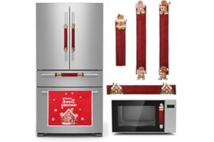 Acellegic 5 Pcs Christmas Gingerbread Man Kitchen Appliance Handle Covers for Kitchen Refrigerator Microwave Oven Dishwasher Decoration, Xmas Indoor Decor, Party Favor Supplies