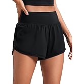 CRZ YOGA Butterluxe-Light High Waisted Dolphin Shorts for Women 2.5" Soft Split for Casual Lounge Athletic Yoga with Liner