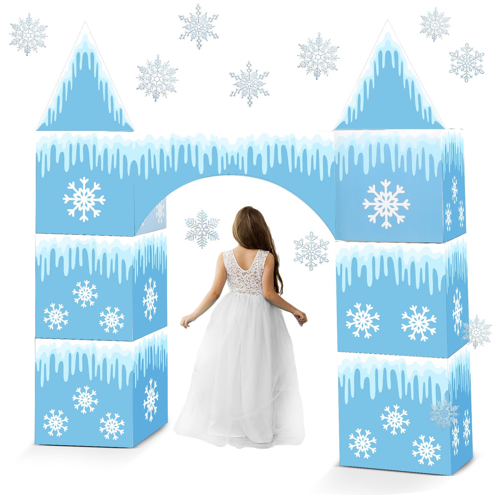 Bucherry 9 Pcs Winter Cardboard Castle Playhouse Large Snowflake Party ...