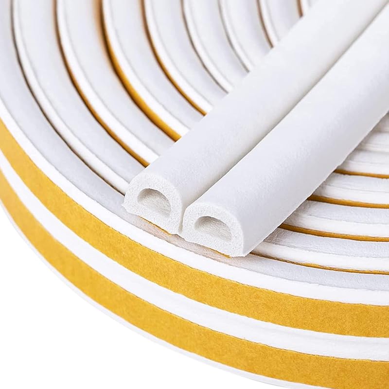 GUKOY Weather Stripping Self Adhesive Foam Tape 6M White 9mm x 6mm