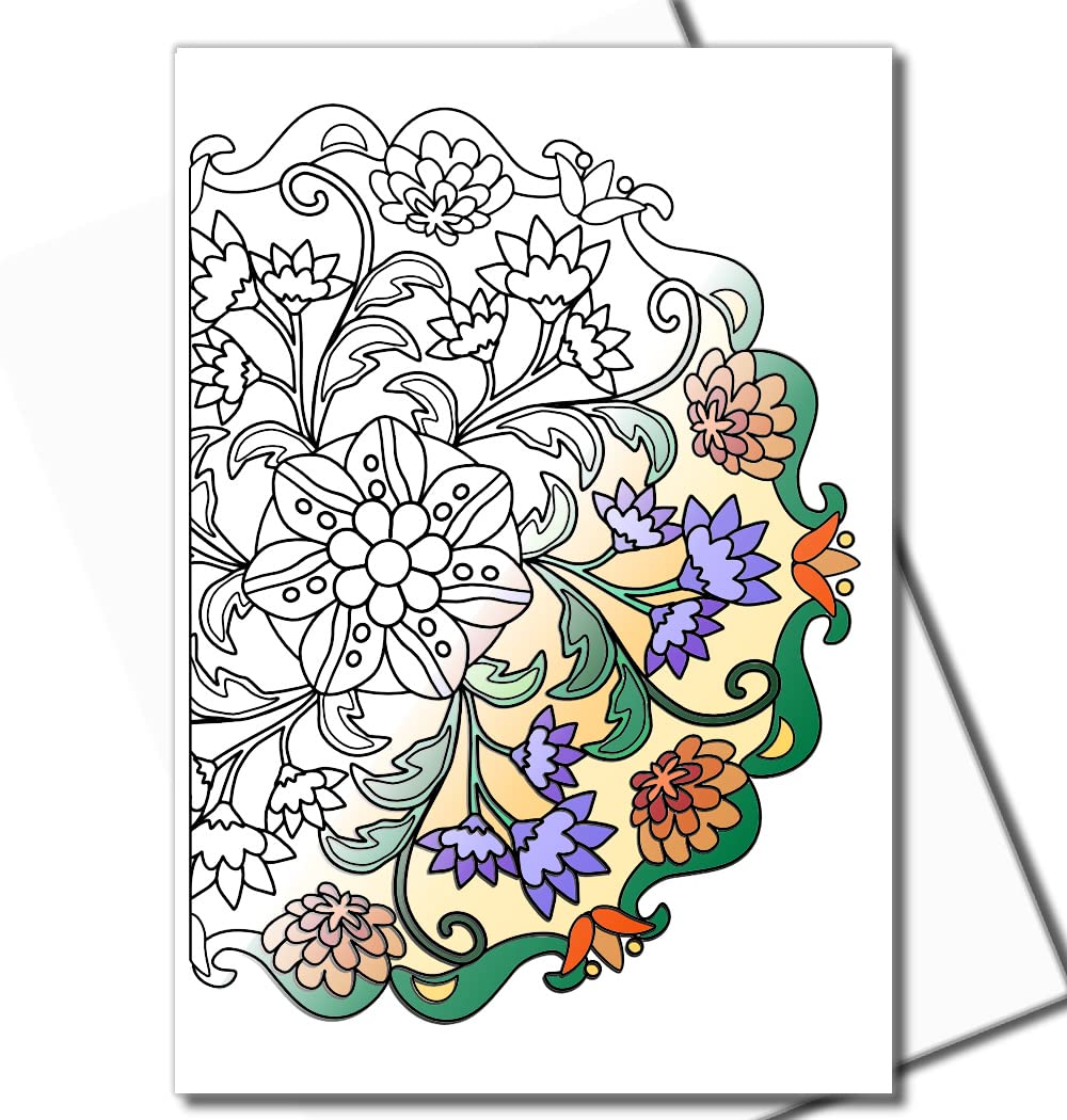 Art Eclect Mandala Colouring in Cards for Adults, Colouring for All Occasions, 10 Greeting Cards with Envelopes (Mandala W01)