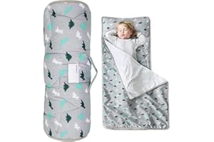 Toddler Nap Mat with Pillow and Blanket 50" x 21" x 1.5", Kids Sleeping Bag Soft and Cozy for Boys and Girls, Nap Mat for Pre