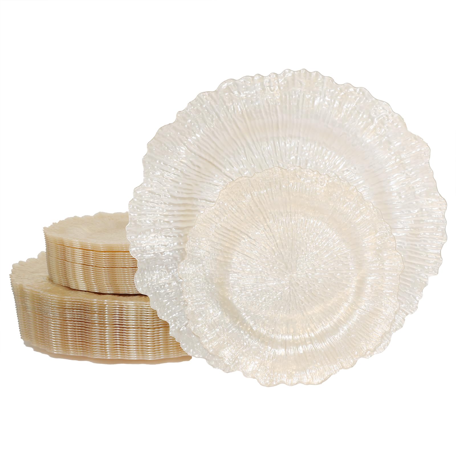 Photo 1 of U-QE 60PCS Clear Coffee Plastic Plates - Clear Brown Plastic Plates Disposable Heavy Duty - Disposable Plates for Party Including 30PCS 10'' Dinner & 30PCS 7'' Dessert