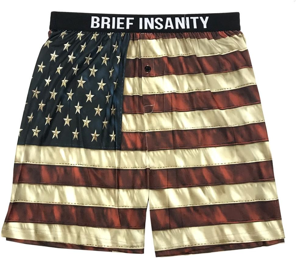 Men's American Flag Commando Boxers Soft Silky Underwear 7020005