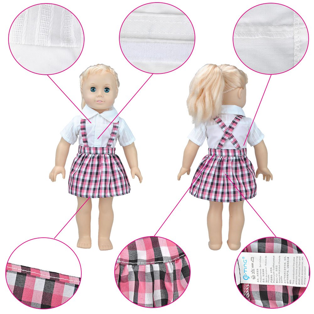 E-TING 5 Set Outfits Fashion Gorgeous Clothes Casual Wear Dresses Lively Outfits for 18 Inches American Girl Dolls Accessories Set Christmas Gift (5 Sets Random Style)(Dolls and Shoes not Included)