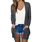 DB MOON Womens Long Cardigan 2026 Fall Lightweight Long Sleeve Open Front Sweater with Pockets