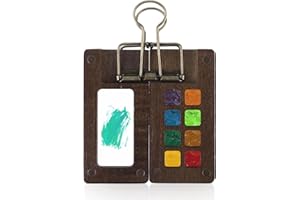 Ouligay 8 Grid Mini Portable Watercolor Palette with A Clip, Wooden Colour Mini Paint Palette, Sketchbook Palette for Water Color, Gouache, Acrylic Paint, Gift for Painters and Artists