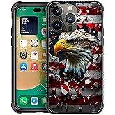 WANKBLC for iPhone 14 Pro Max Case, Shockproof Protective for Man Women Non-Slip for iPhone 14 Pro Max American Flag Bald Eagle Crazy Pattern