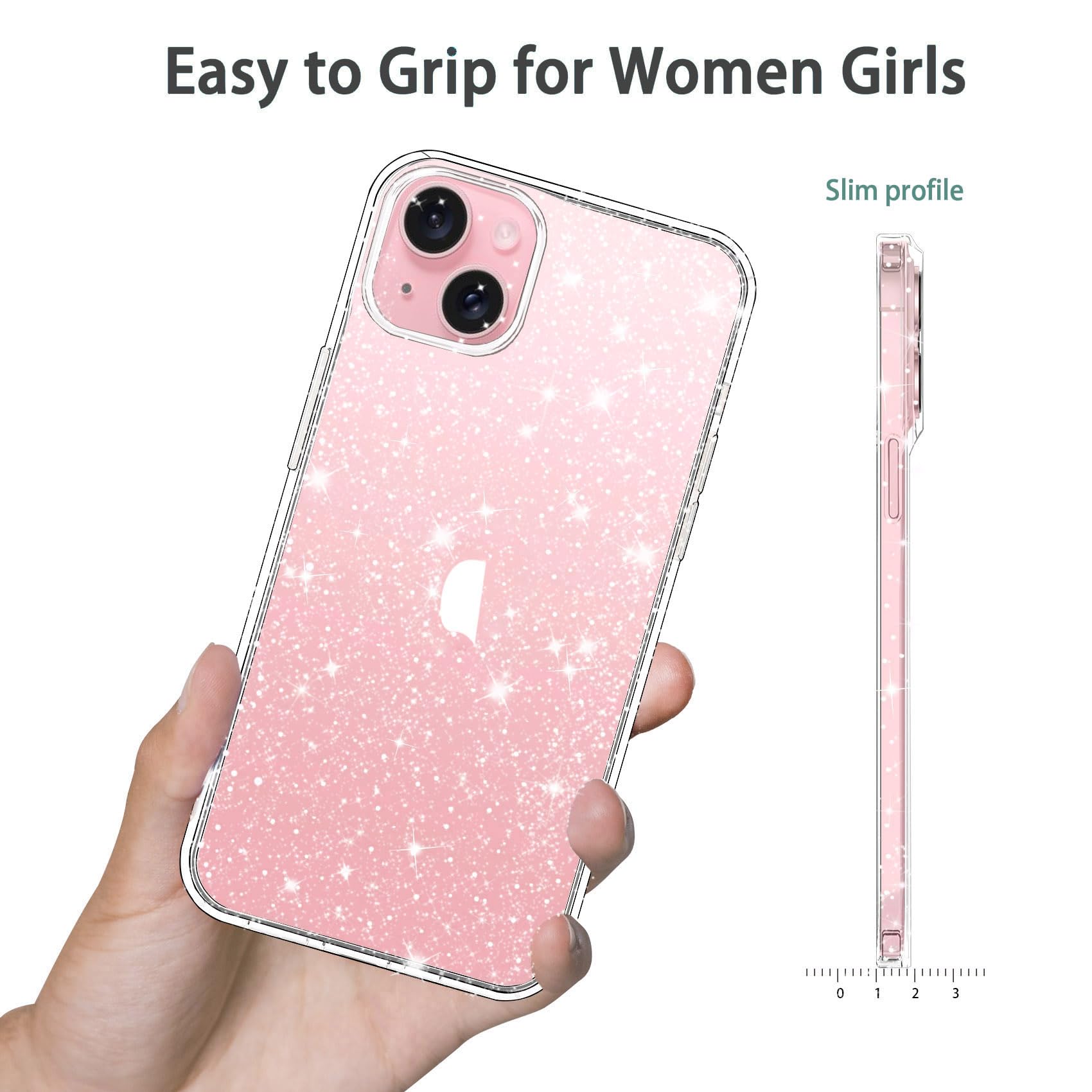 JJGoo iPhone 13 Clear Glitter Case, Soft TPU Shockproof Protective | Sparkle Bling Design | For Women and Girls | Slim Bumper Cover | 6.1 inch Compatible | Cute Stylish Look