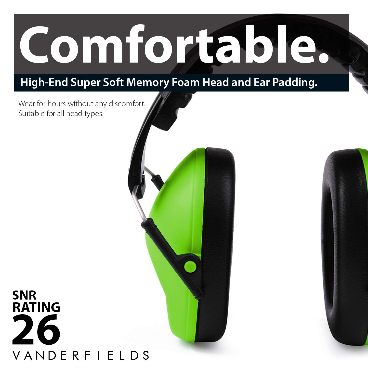 Vanderfields Premium Hearing Protection Ear Defenders, Broad Spectrum Sound Reduction 33 dB at 2K Hz Noise Cancelling - Image 5