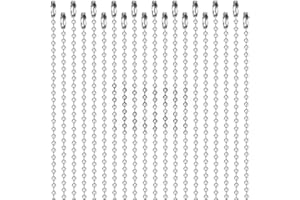 100PCS 100mm Ball Bead Chain Keychain Dog Tag Necklace Chains Beaded Metal 2.4mm Beads for Jewelry Making Steel with Connecto