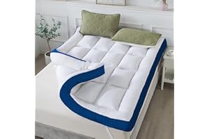 WhatsBedding 5 Inch Memory Foam Queen Mattress Topper 100% Cotton Top, Filled with Breathable & Soft Memory Foam Pillow Top,4 Elastic Straps