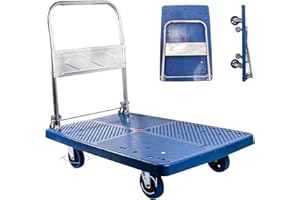 VAIDPRO Push Cart Dolly 660LBS, Moving Flatbed Cart Folding Platform Truck Swivel Push Heavy Duty Hand Flat Cart for Loading, Groceries, Garage, Warehouse