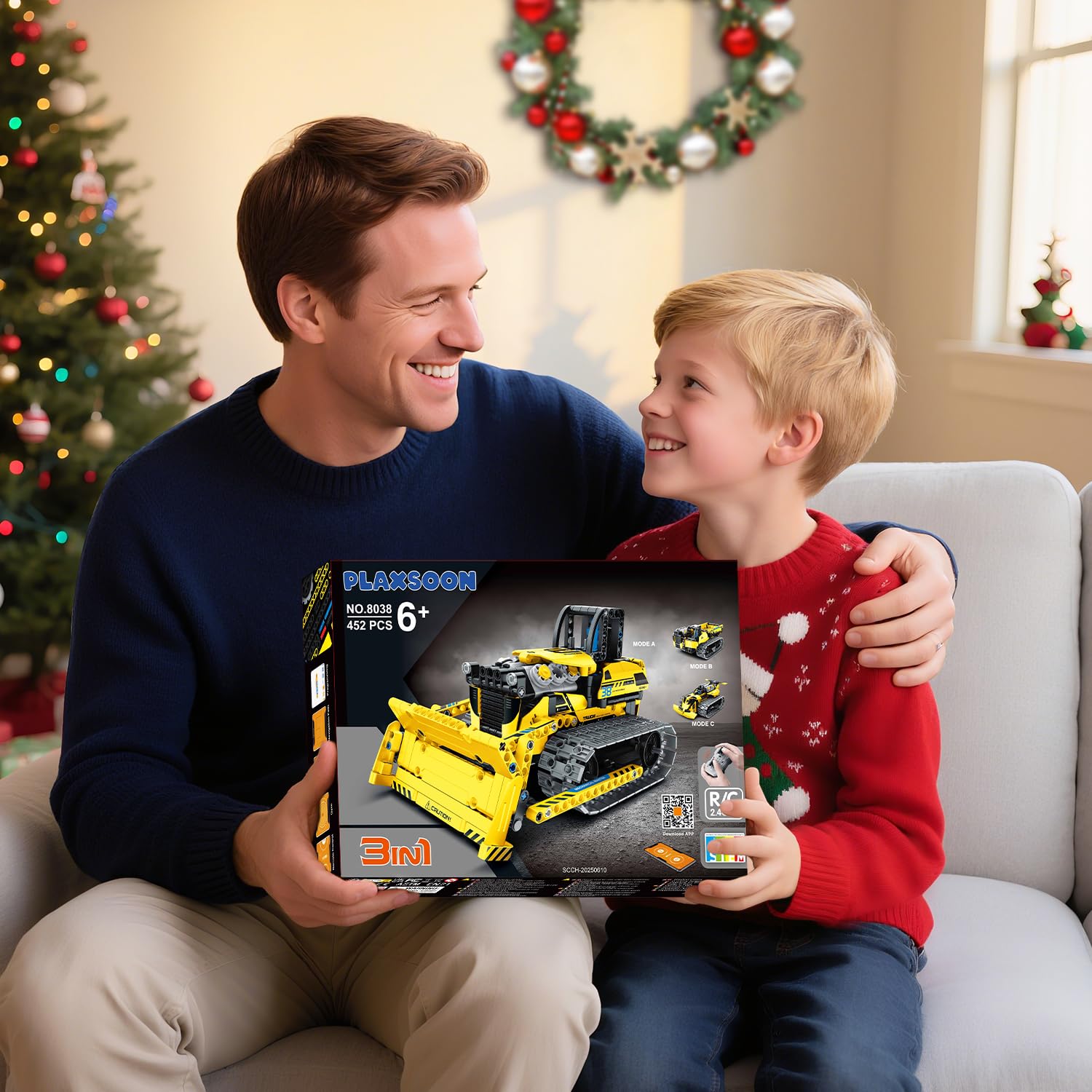 PLAXSOON Technik Ferngesteuertes Baufahrzeug Bauspielzeug mit Wiederaufladbare Akku, 3-in-1 RC STEM Bulldozer Kipplaster Klemmbausteine 452 Stück, Geschenk für Kinder Jungen ab 8-12+ Jahren 9
