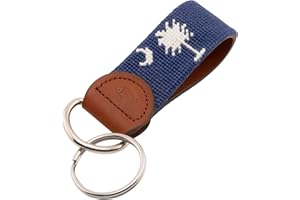 Huck Venture Leather Hand-Stitched Needlepoint Key Fob or Key Chain