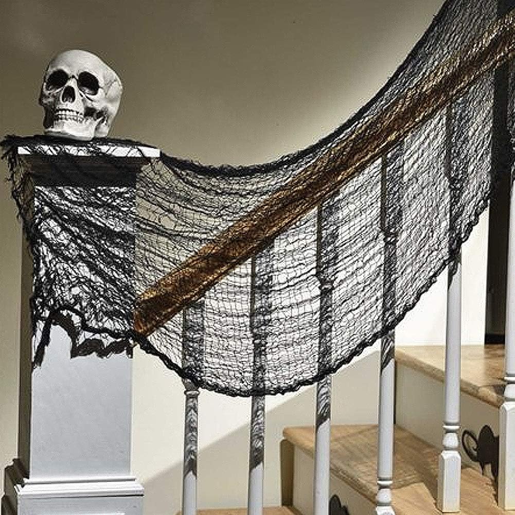Biubee Pack of 5 Halloween Black Creepy Cloth- Spooky Fabric Cloth for Haunted House Halloween Party Doorway Outdoors Decoration (30×72inch): Toys & Games