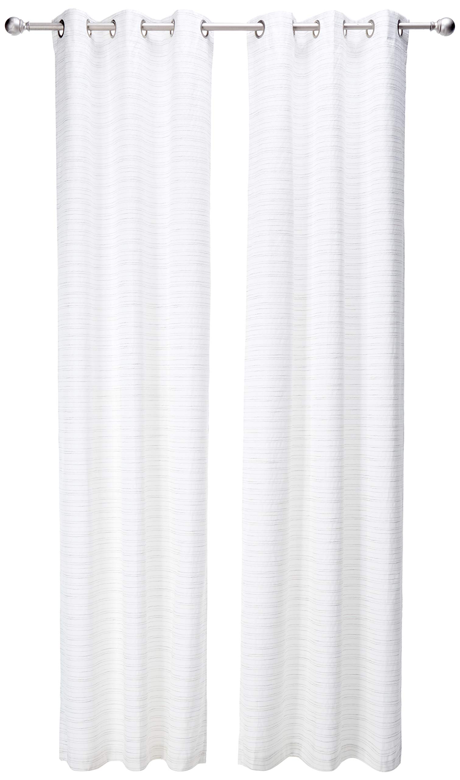 Comfort Spaces Grasscloth Room Darkening Window Curtain Pair / 2 Pieces Panels Grommet Top Energy Efficient Saving Drapes for Living Room Bedroom and Dorm, 40" W x 95" L, White