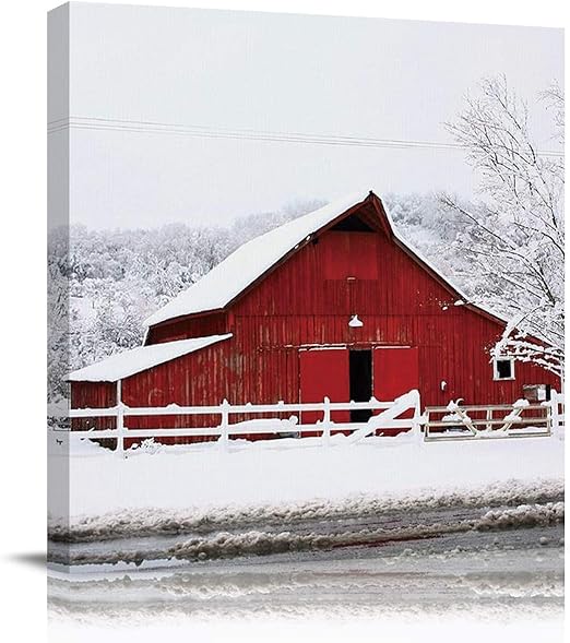 Amazon Com Winter Scene Canvas Wall Art Painting Illustration Of