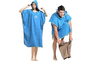 Hiturbo Microfiber Surf Poncho: Absorbent Wetsuit Changing Robe - Quick Dry Pool Swim Beach Bath Towel with Hood